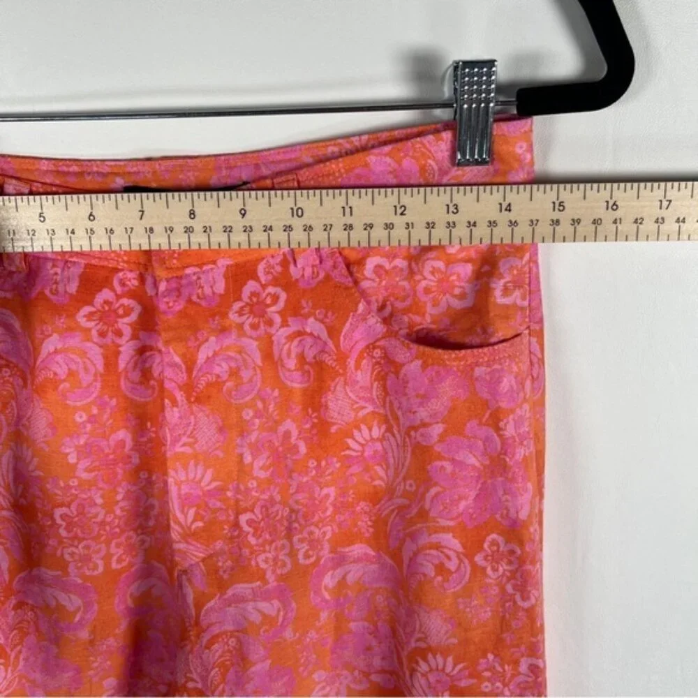 NWT ZARA LINEN Blend Trousers‎ High Rise Straight Floral Pants 8042/010 Sz S